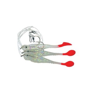 top fngige Dorschpaternoster Gummifischsystem,  kristall roter Schwanz 8cm